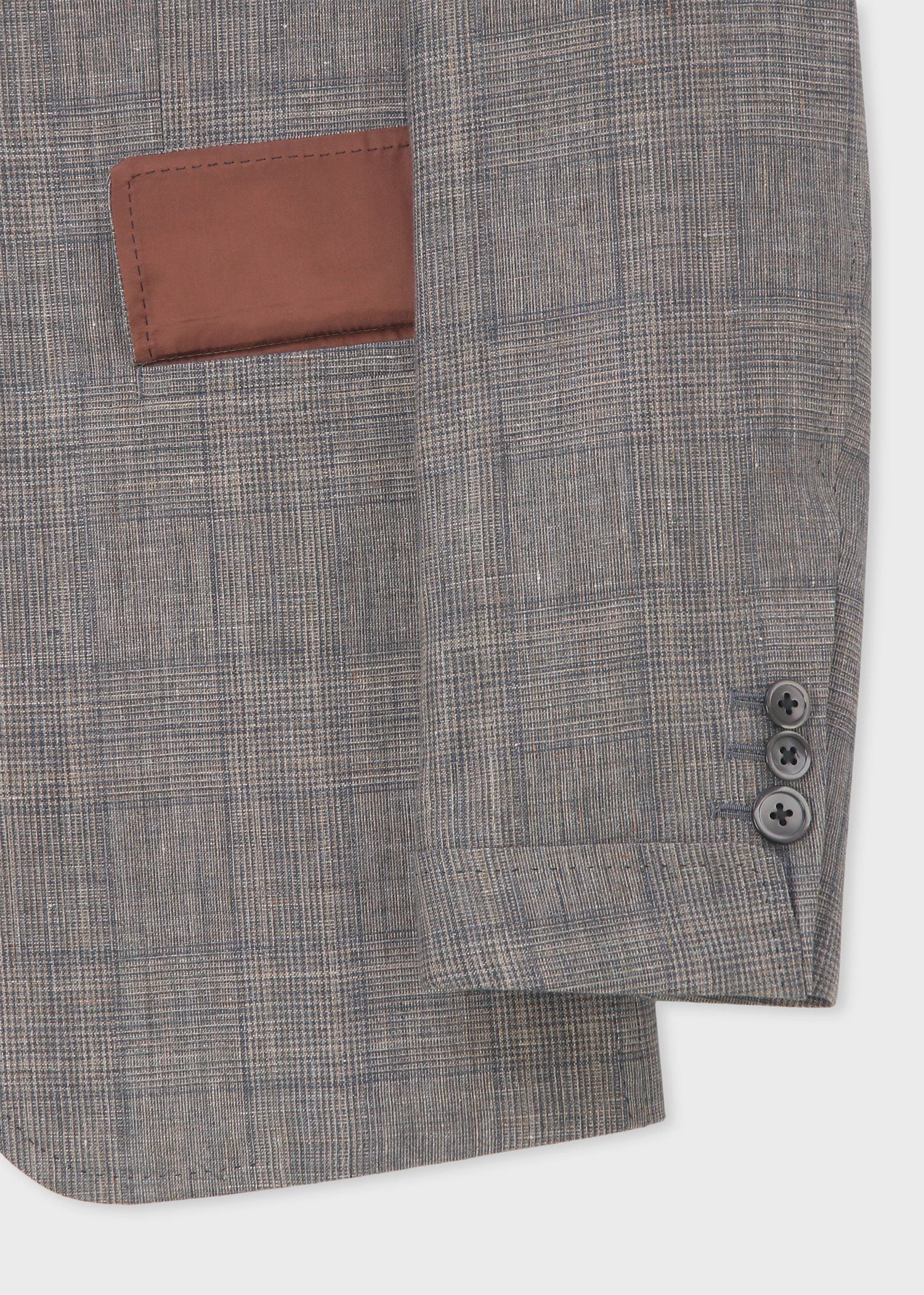 リネンチェック ターンアップカフ 3Bジャケット