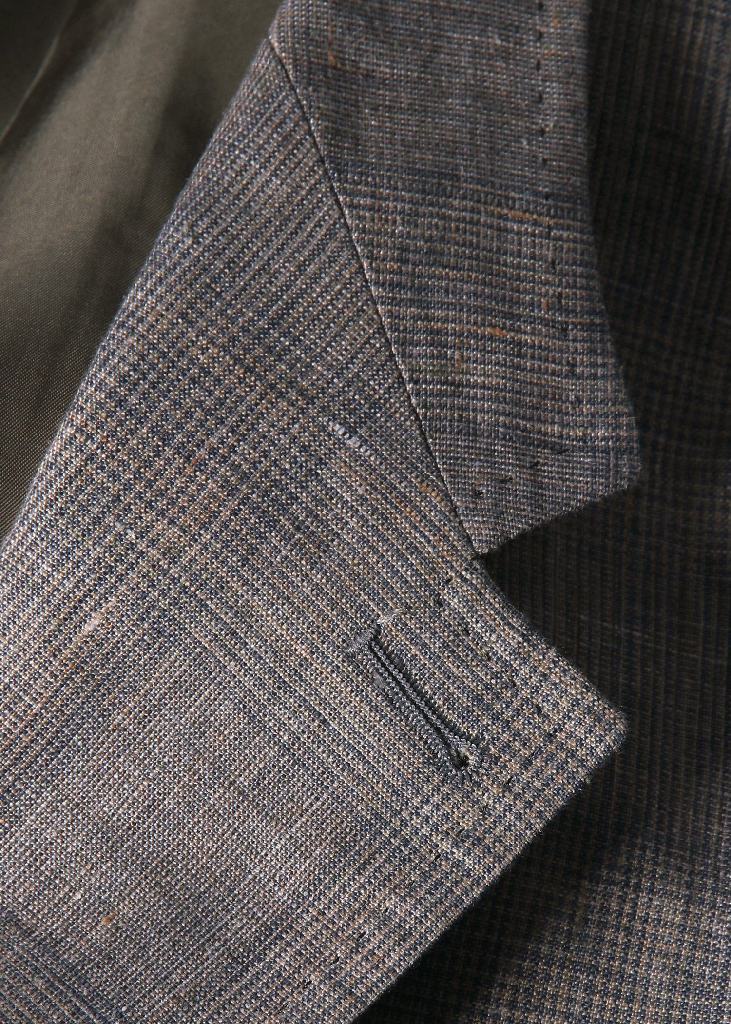 リネンチェック ターンアップカフ 3Bジャケット