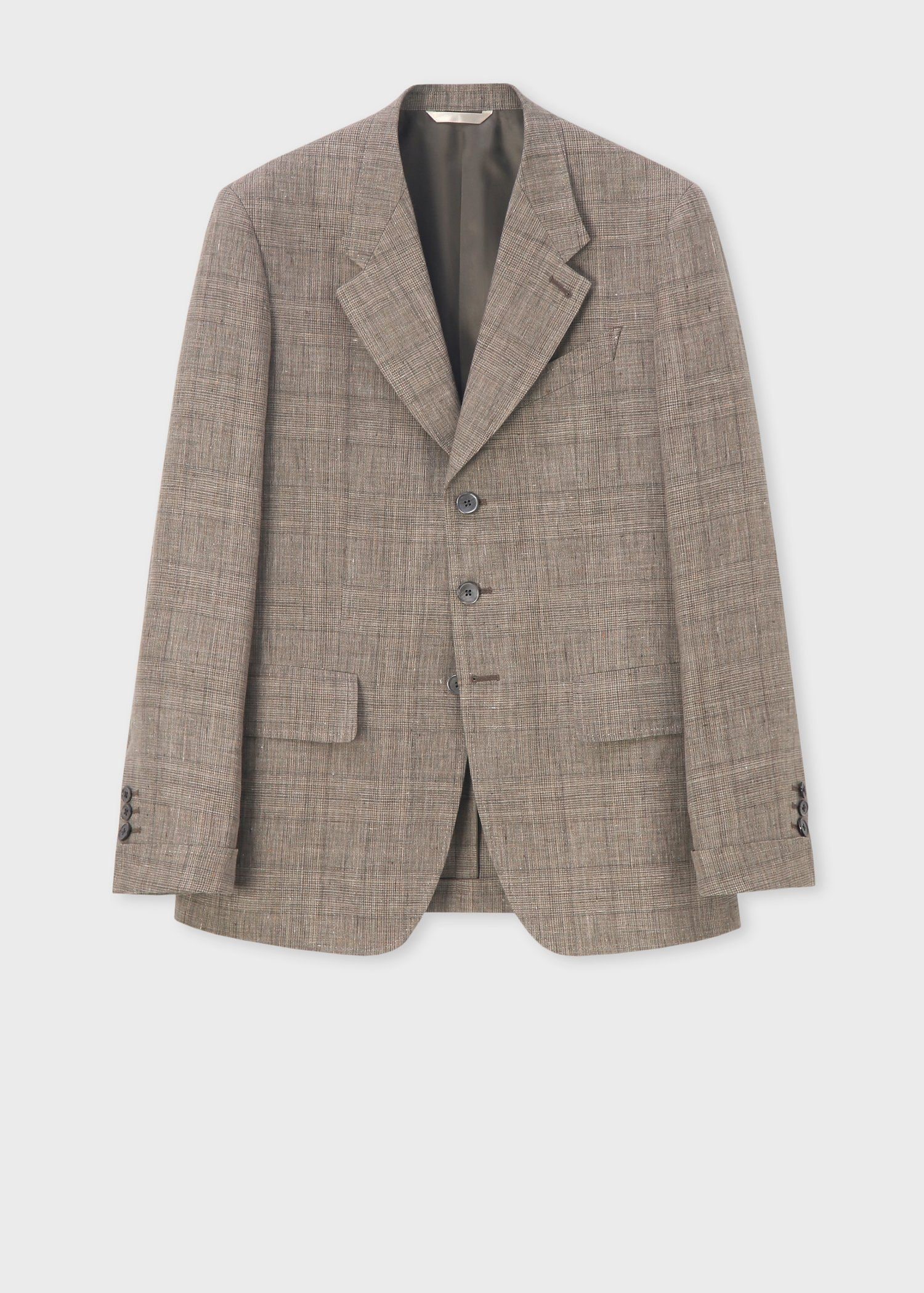 リネンチェック ターンアップカフ 3Bジャケット