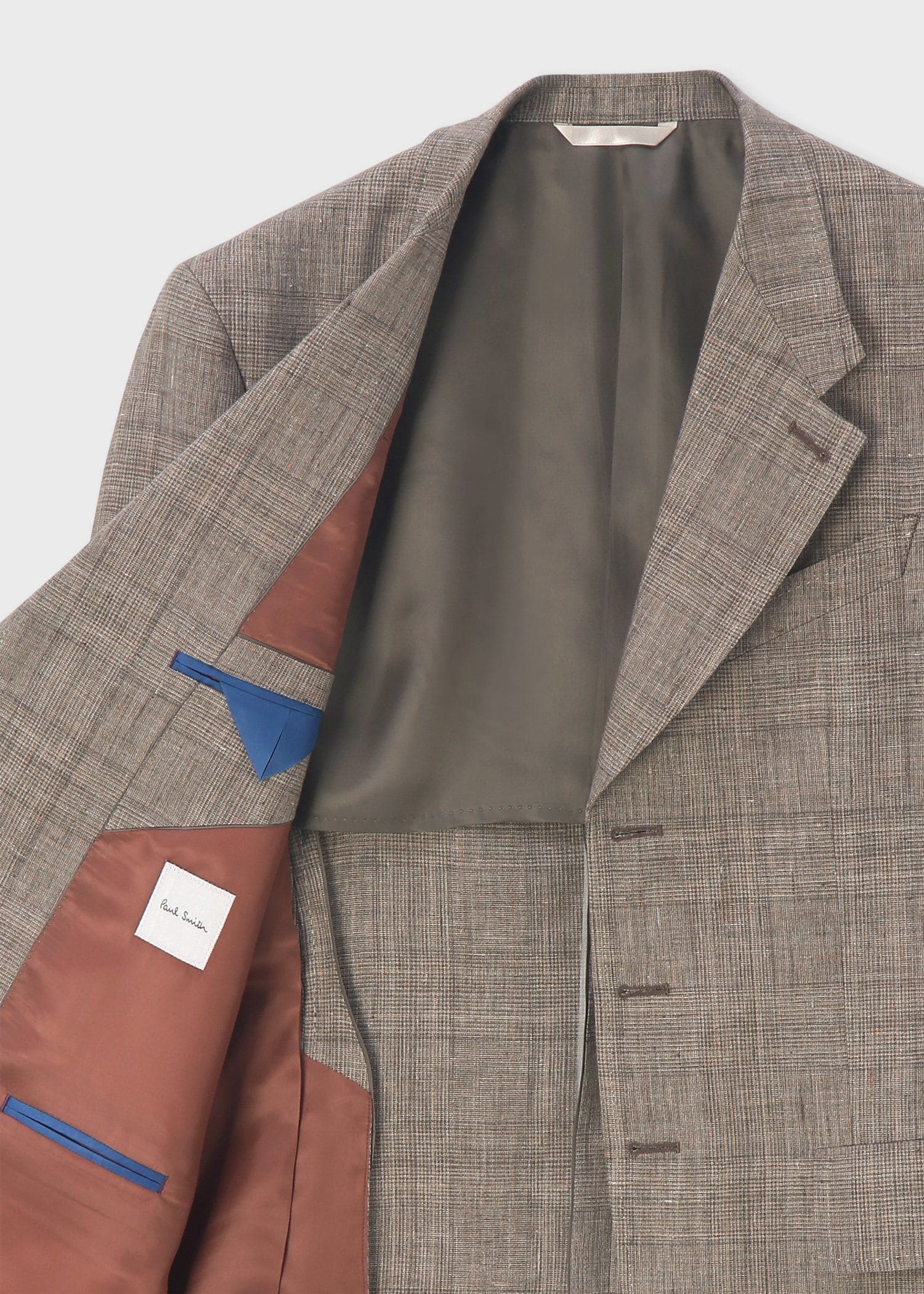 リネンチェック ターンアップカフ 3Bジャケット