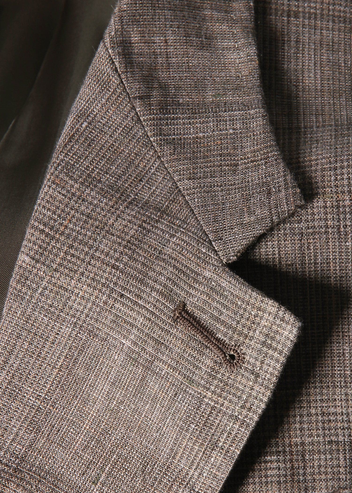 リネンチェック ターンアップカフ 3Bジャケット