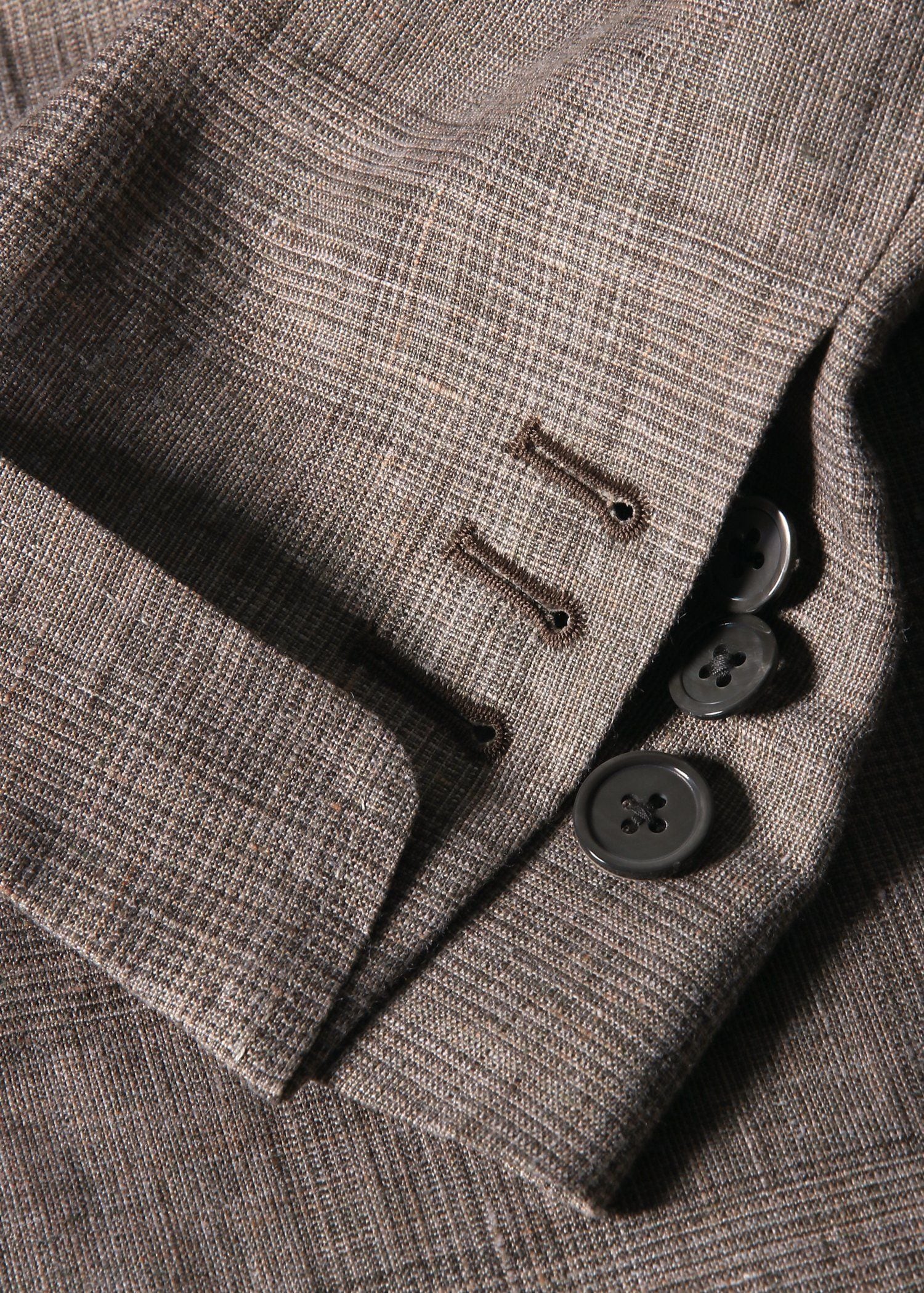 リネンチェック ターンアップカフ 3Bジャケット