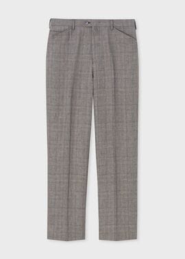 リネンチェック ノータックトラウザーズ