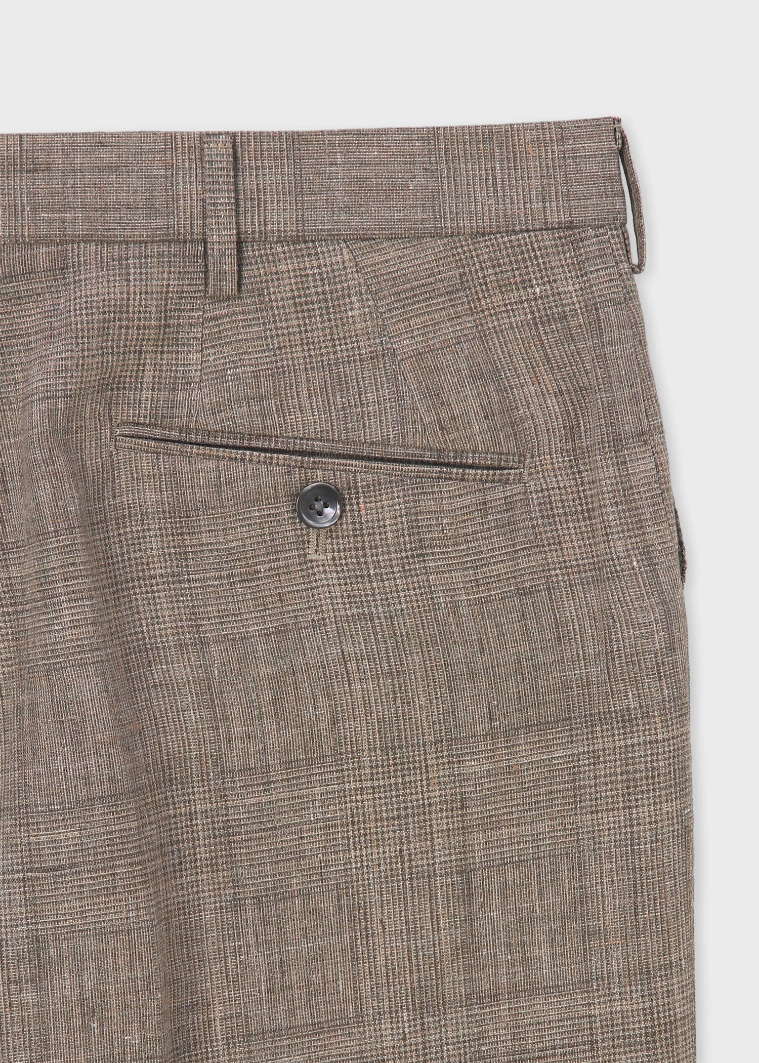 リネンチェック ノータックトラウザーズ