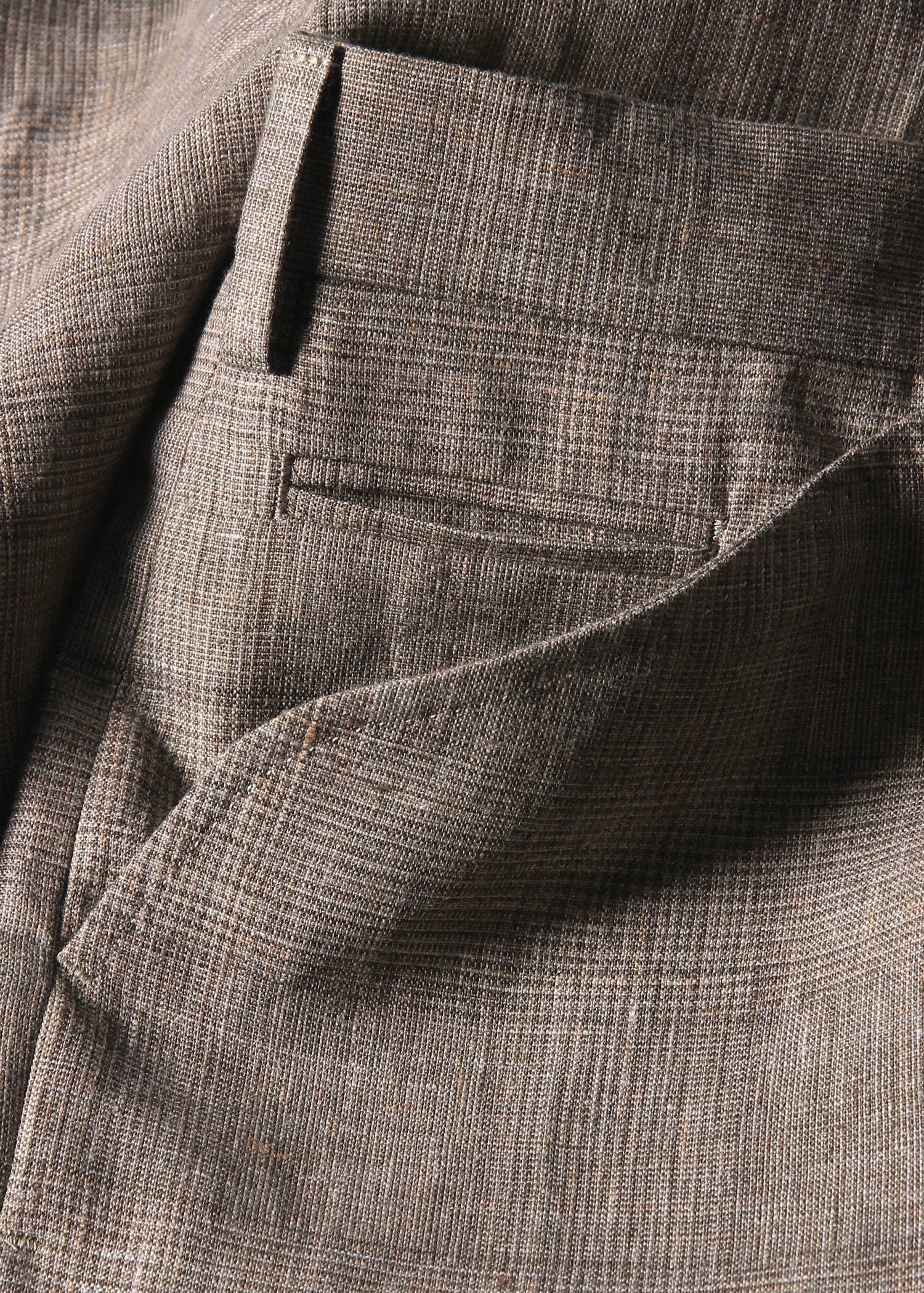 リネンチェック ノータックトラウザーズ