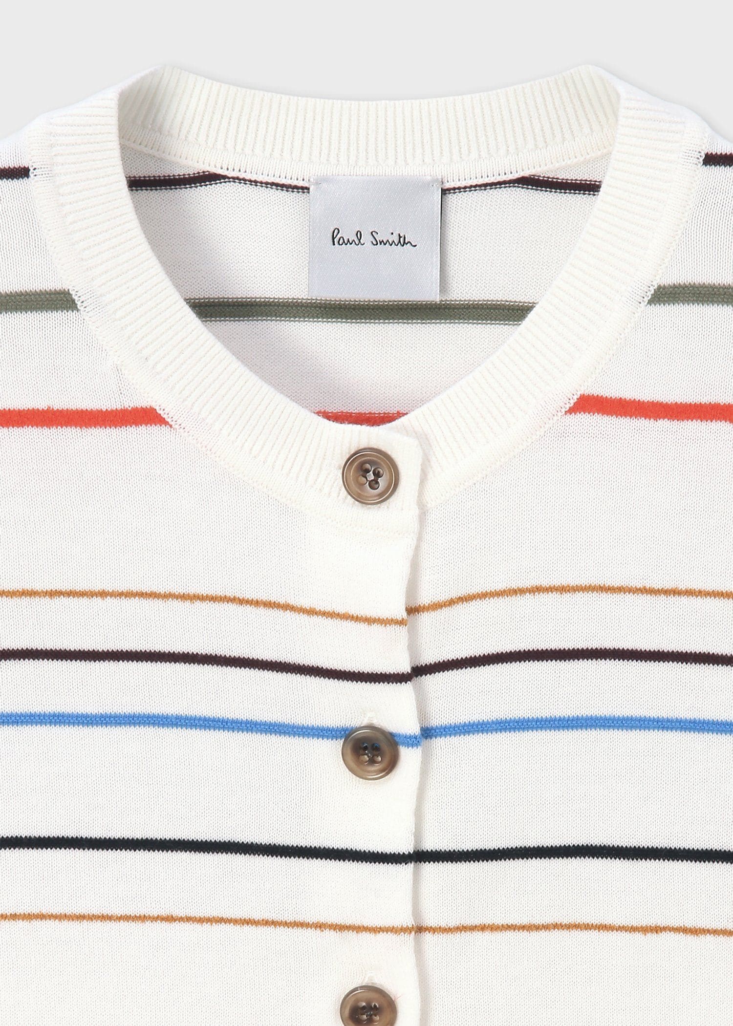 Paul Smith カーディガン 多色使い　Lサイズ ウィメンズ マルチカラーライン カーディガン（オフホワイト