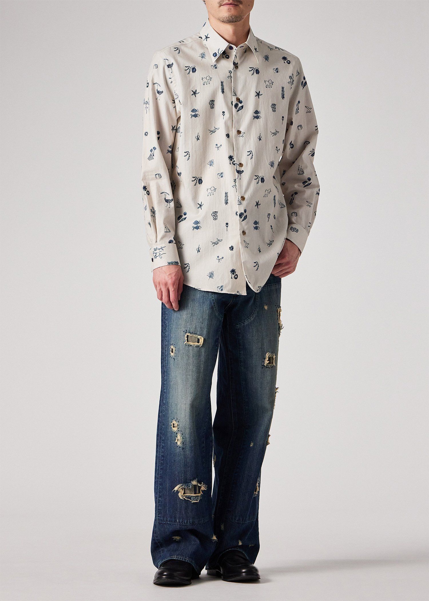 "Travel Print" カジュアルシャツ