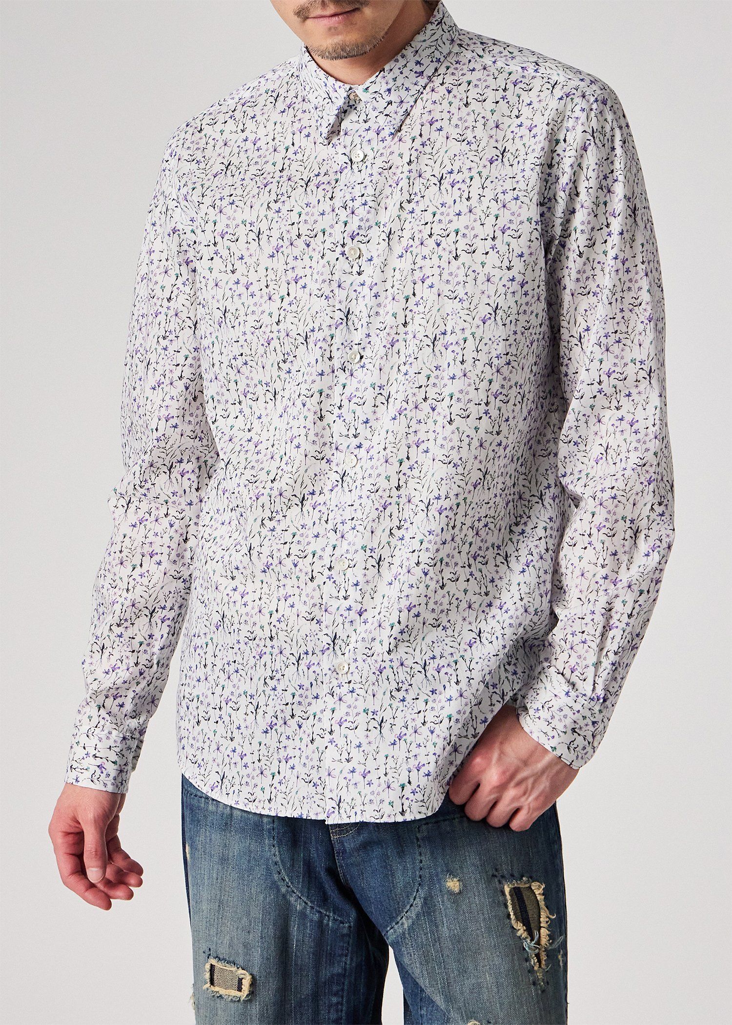 "Water Colour Floral" カジュアルシャツ