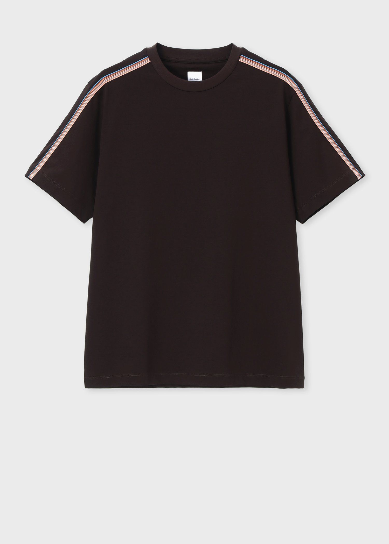 シグネチャーストライプテープ 半袖Tシャツ（ダークブラウン