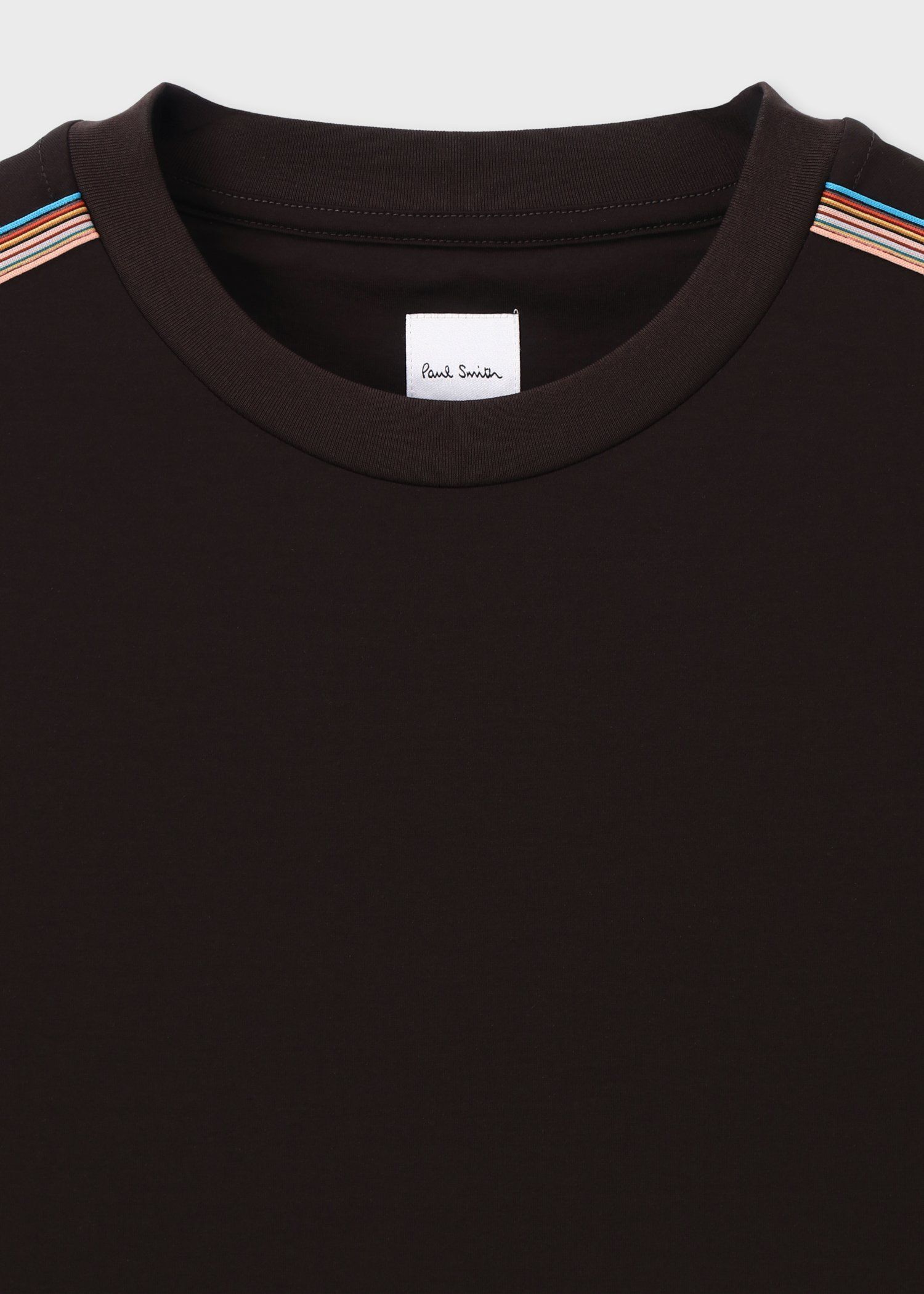 シグネチャーストライプテープ 半袖Tシャツ（ダークブラウン