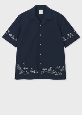 "Travel Stories" エンブロイダリー オープンカラーシャツ