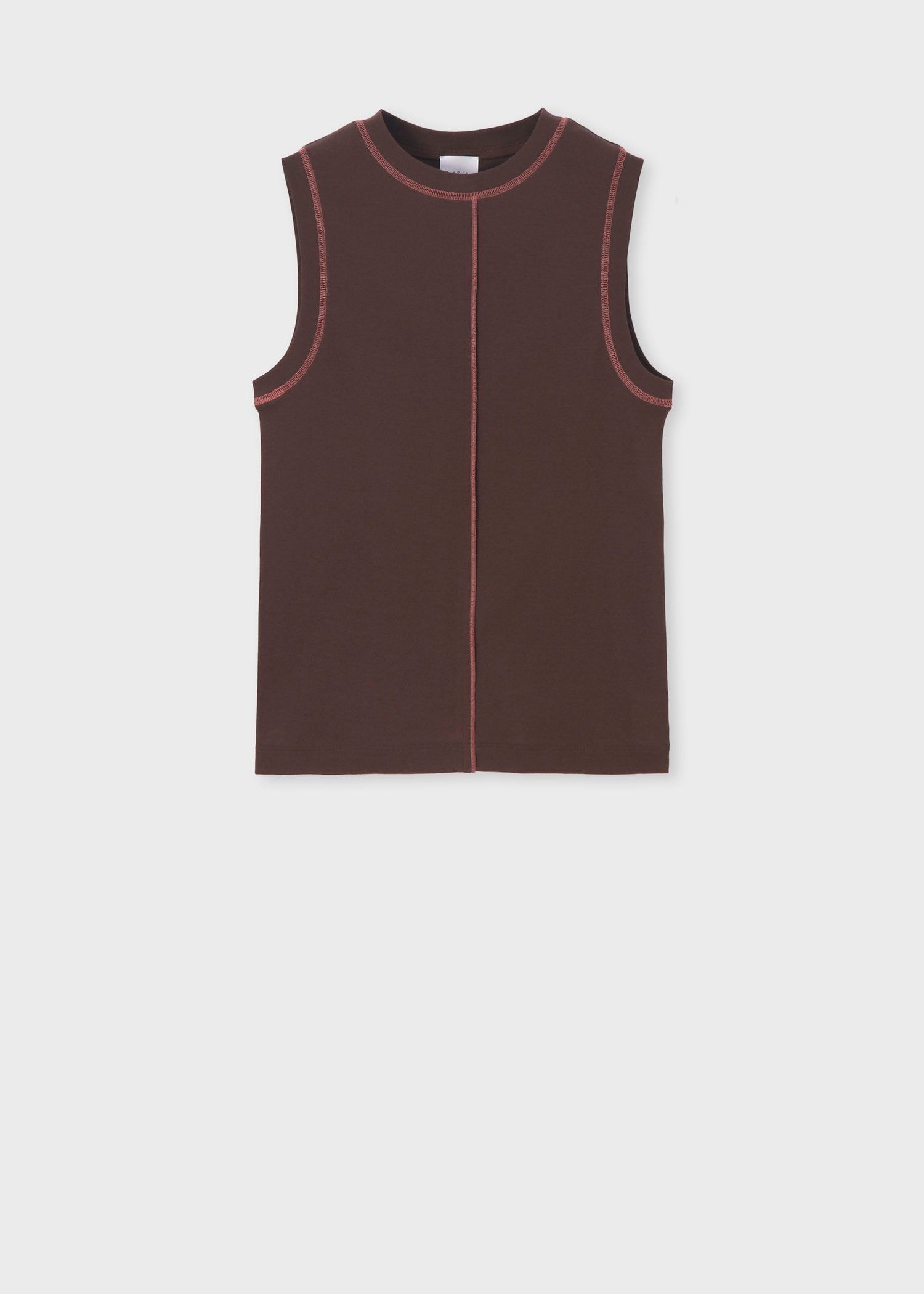 定価約4.5万円 新品 EMILIO PUCCI ノースリーブトップス XS ウィメンズ コントラストステッチ ノースリーブ（ブラウン） ｜ポール