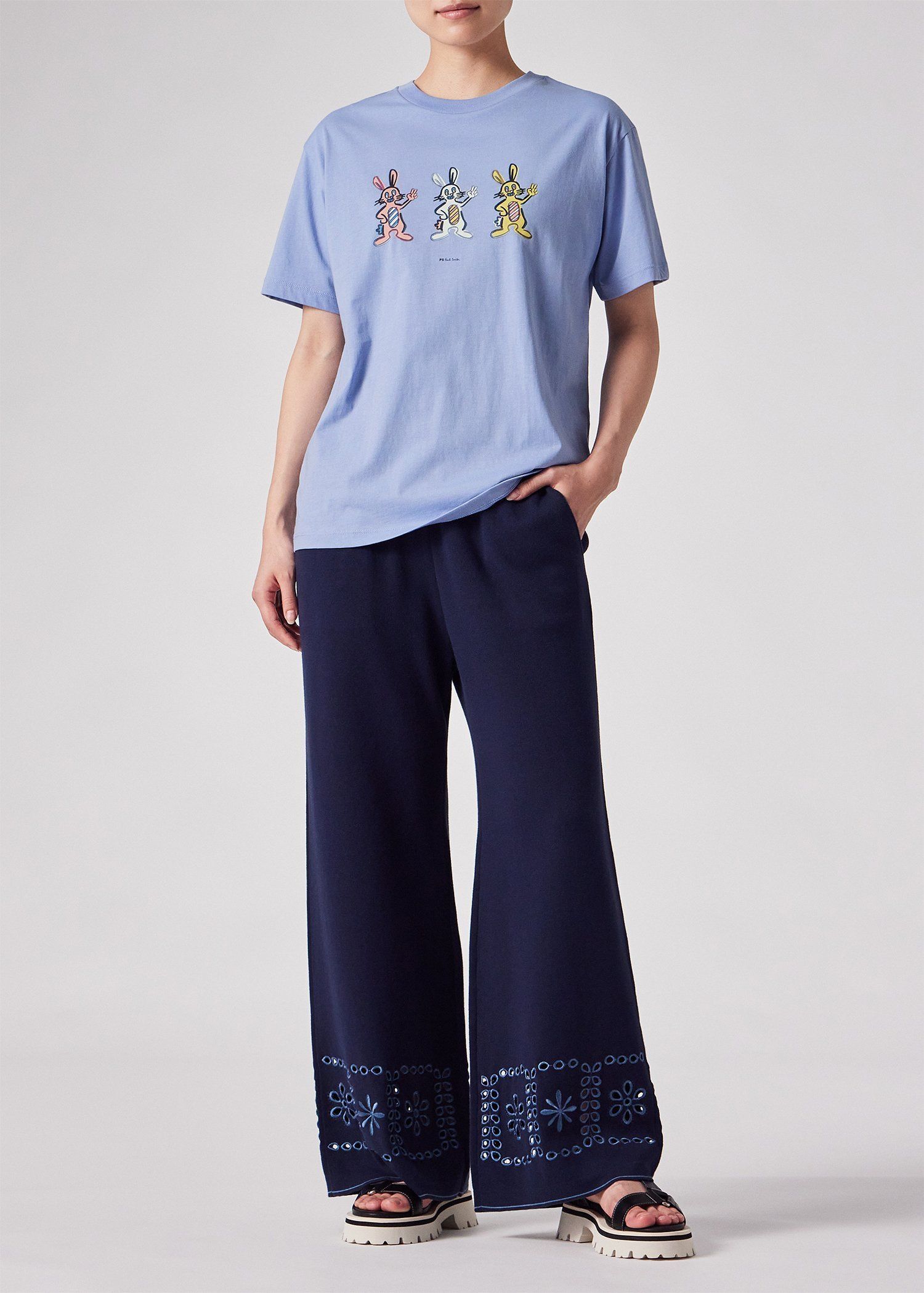 ウィメンズ ラビットトリオ 半袖Tシャツ（グレイッシュブルー