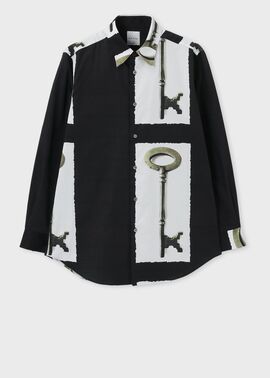 "Antique Key Print" カジュアルシャツ