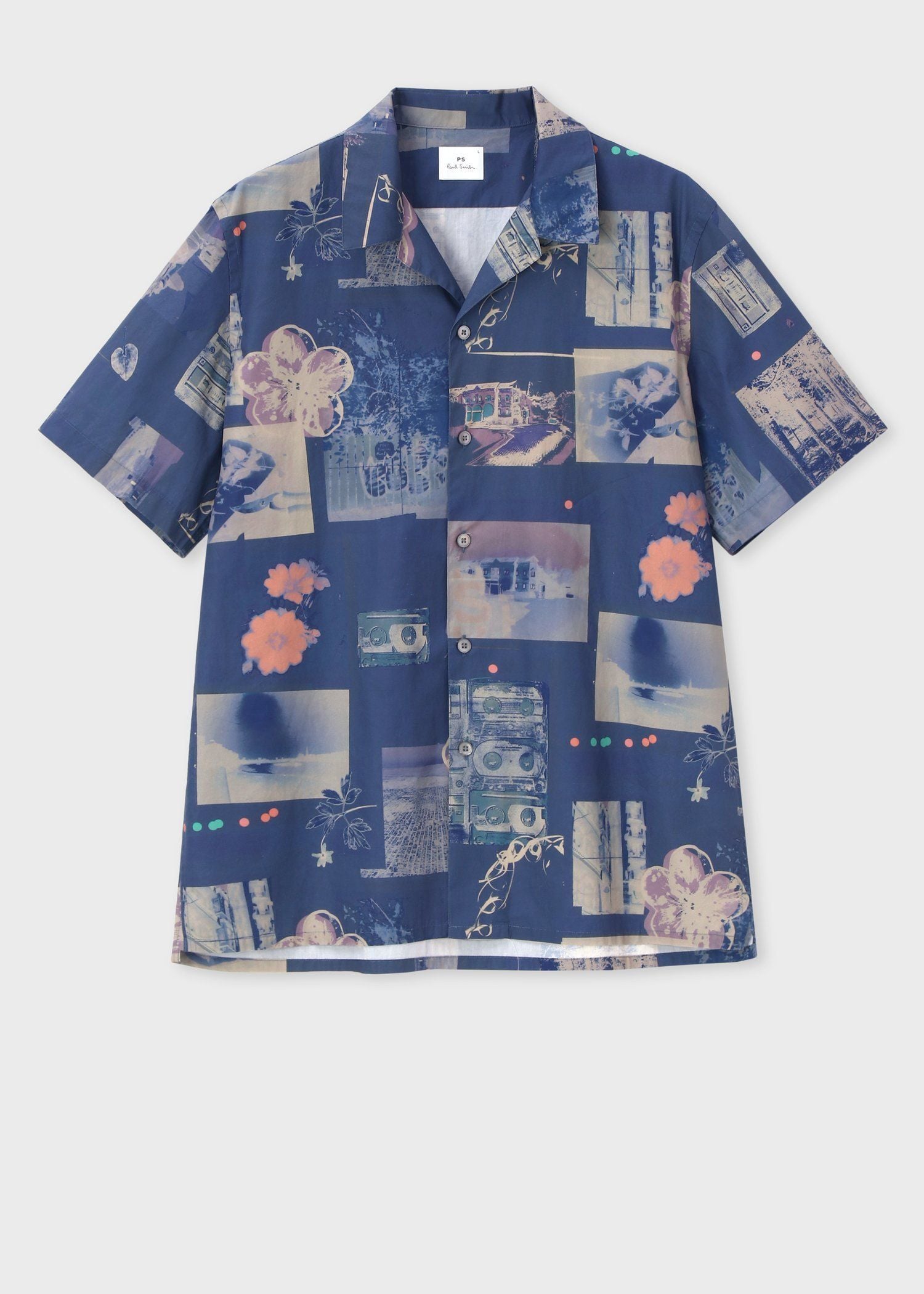 "Scrapbook Print" オープンカラーシャツ