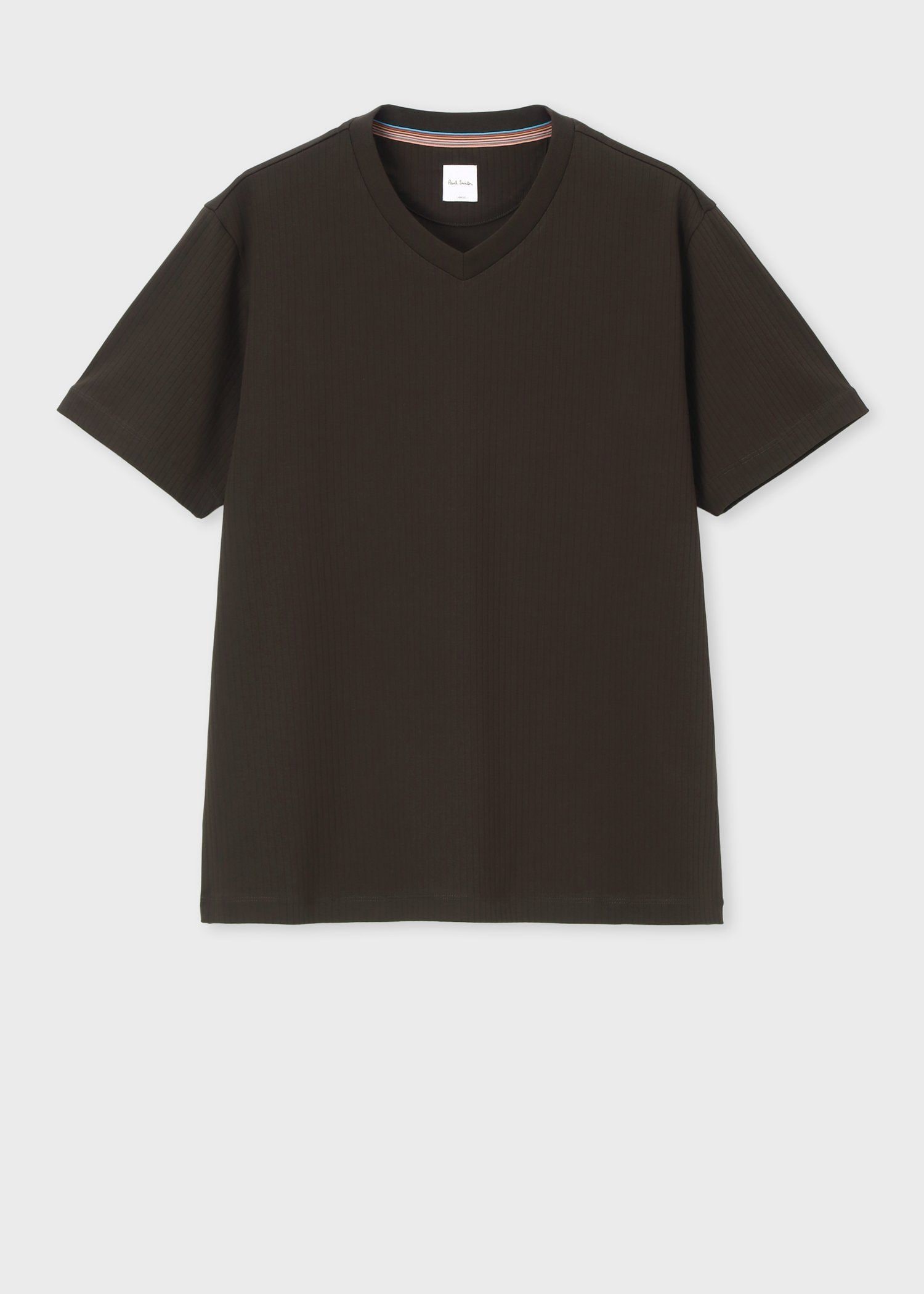 リブ Vネック 半袖Tシャツ（ダークグレー） ｜ポール・スミス