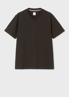 リブ Vネック 半袖Tシャツ