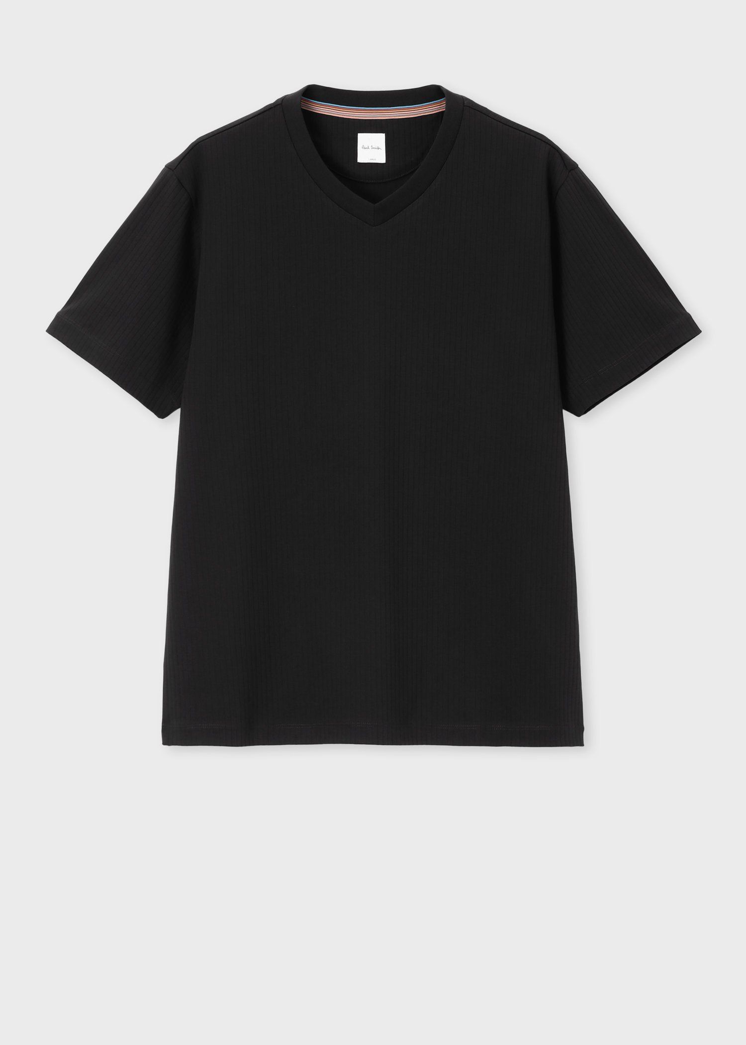 リブ Vネック 半袖Tシャツ（ブラック） ｜ポール・スミス