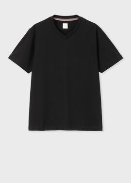 リブ Vネック 半袖Tシャツ