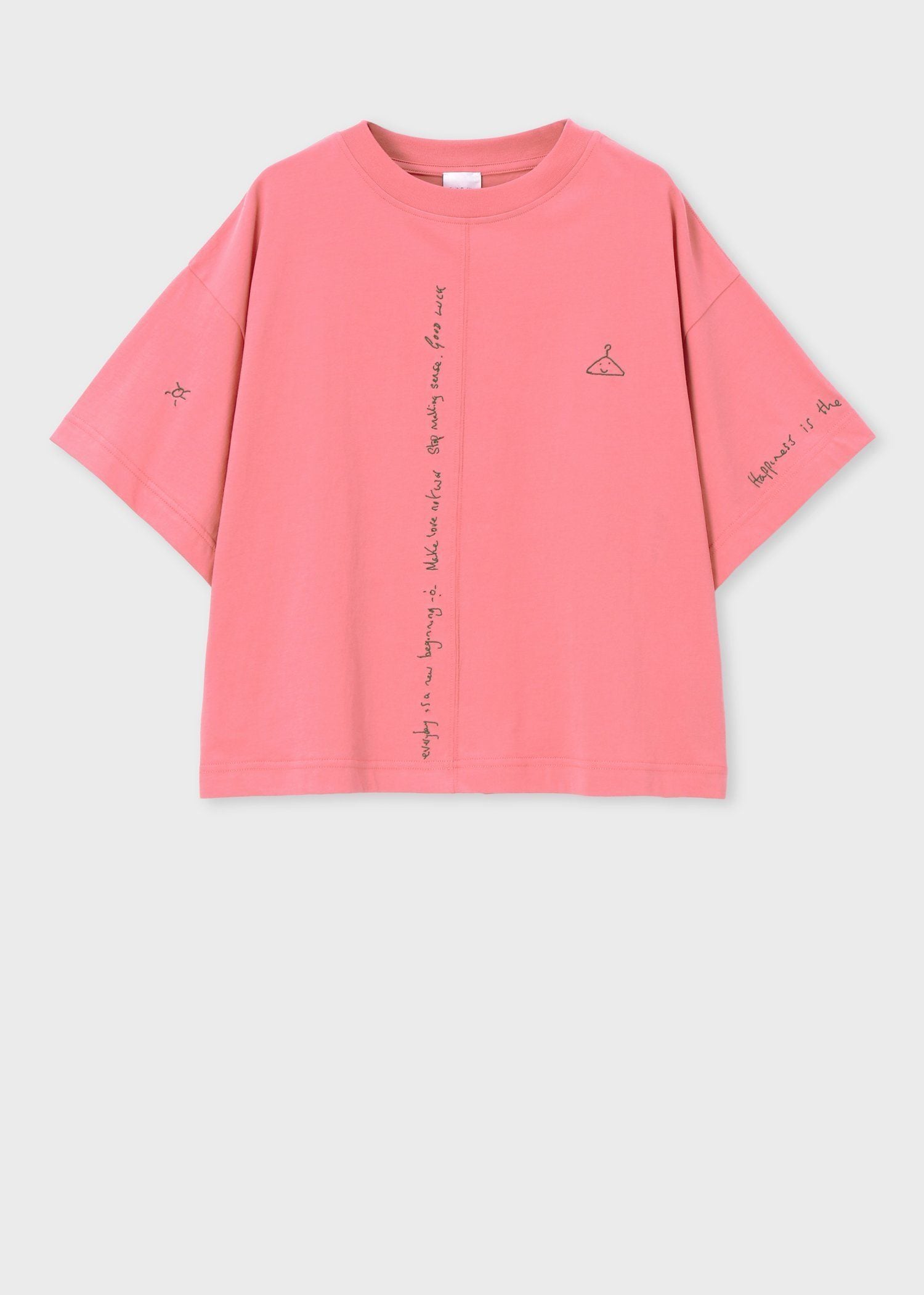 ウィメンズ ハンドドローイング刺繍 半袖Tシャツ（コーラル） ｜ポール