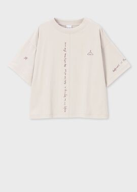ウィメンズ ハンドドローイング刺繍 半袖Tシャツ