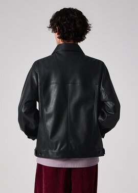 シンセティックレザー ジップアップブルゾン（ブラック） ｜ポール・スミス