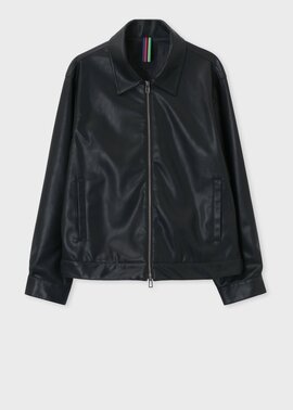シンセティックレザー ジップアップブルゾン（ブラック） ｜ポール・スミス