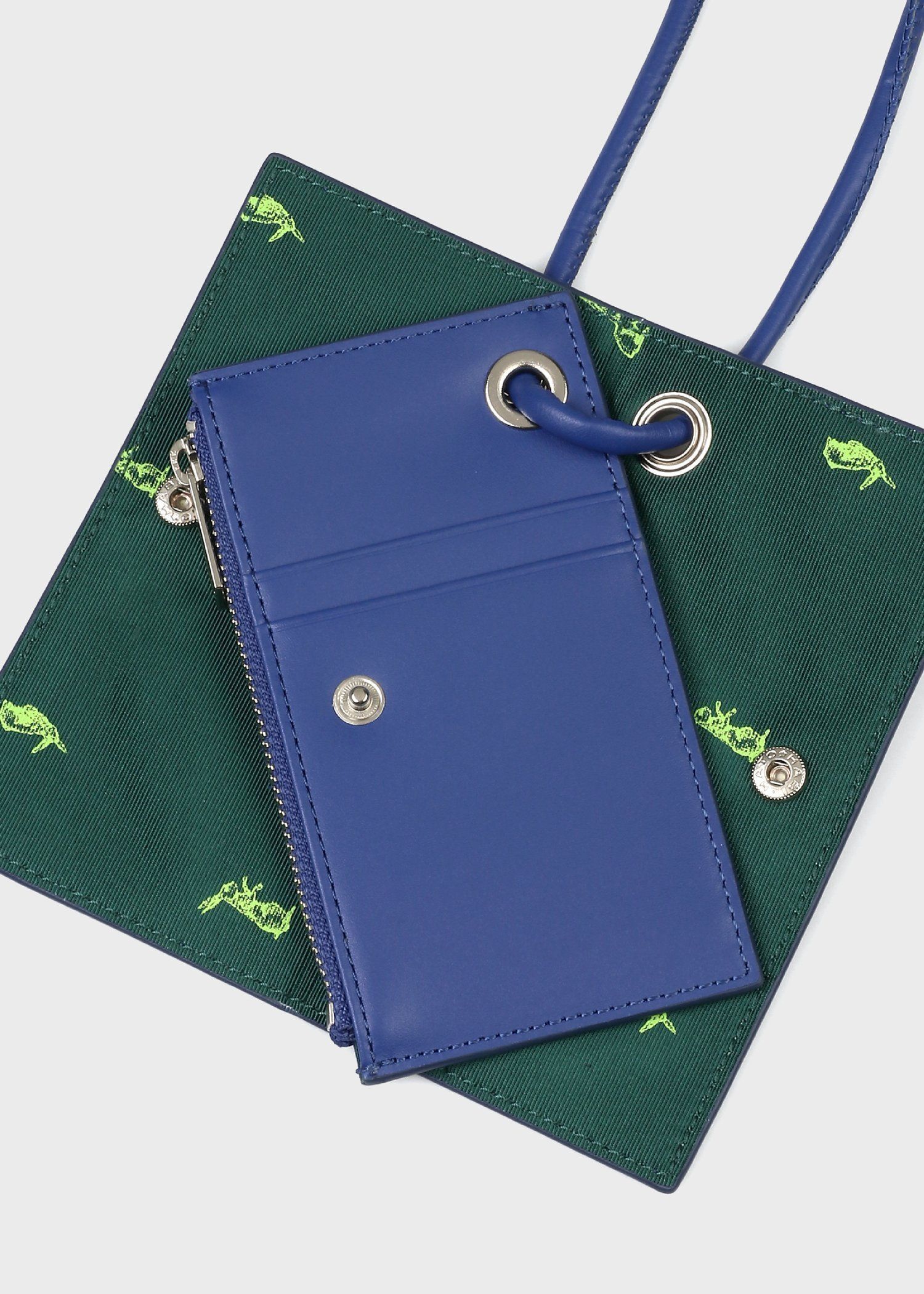 【美品✨】ポールスミス バイカラー ピーコート 希少デザイン レザー金具 紺 緑 スレートフォールド フラグメントケース（ブルー） ｜ポール・スミス